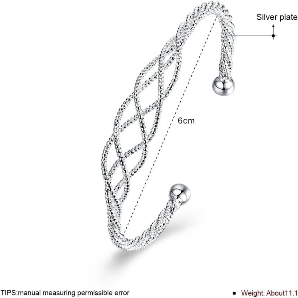 Sterling Silver Adjustable Wire Cuff Bracelet Wom… - image 2